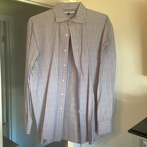 L/S dress shirt, blue/red/white